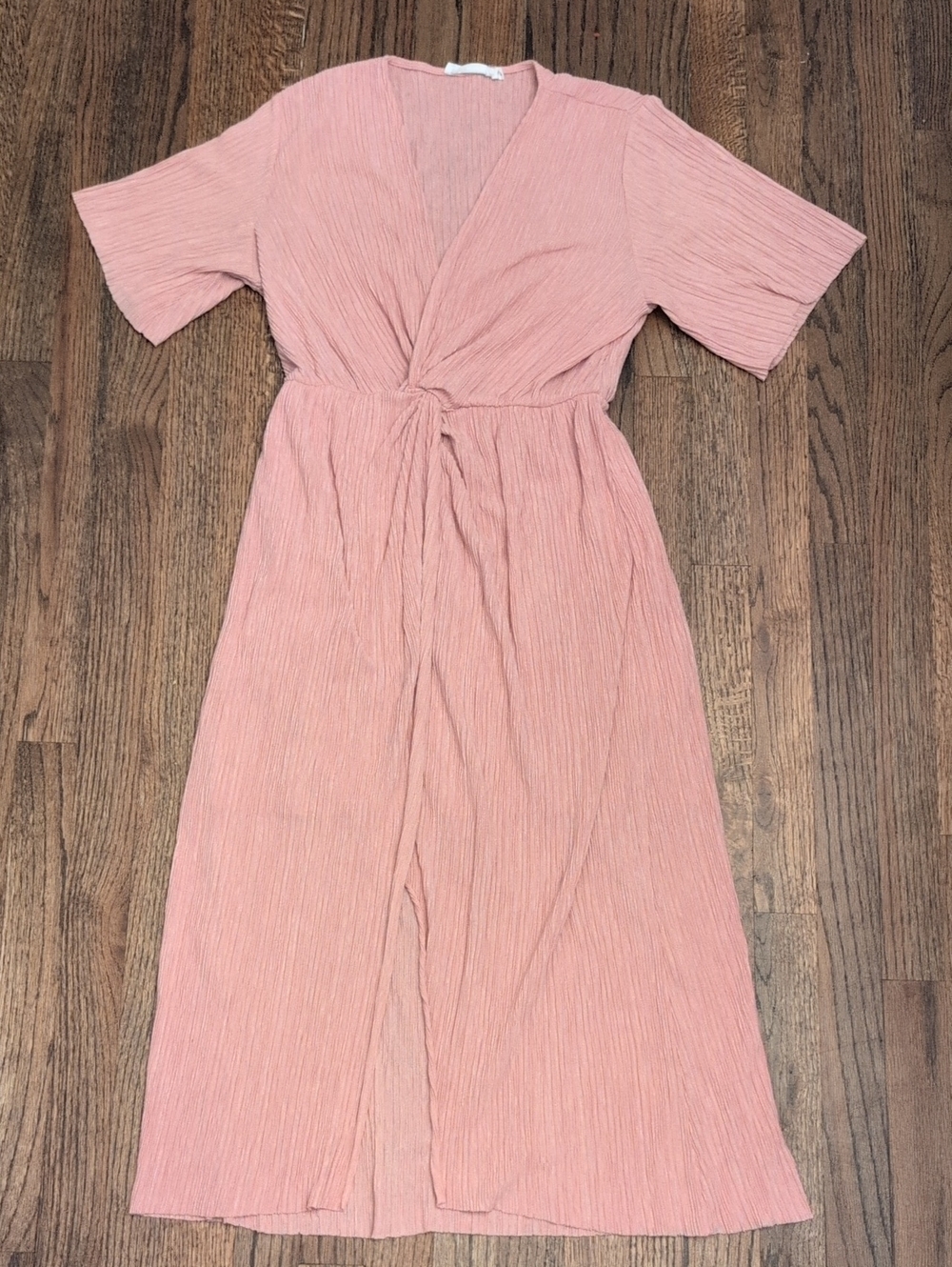 All in Favor Dusty Pink Wrap-Front Midi Dress